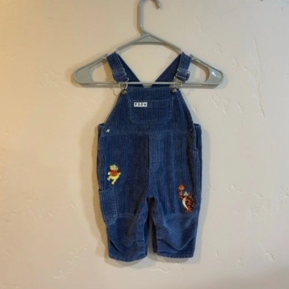 Vintage Disney Winnie the Pooh Tigger Blue Corduroy Overalls 18M